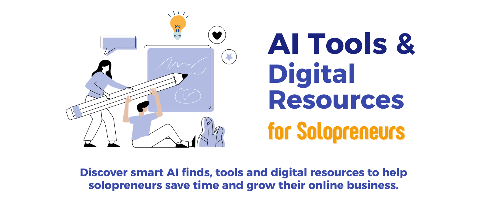 AI tools and digital resources for solopreneurs illustration