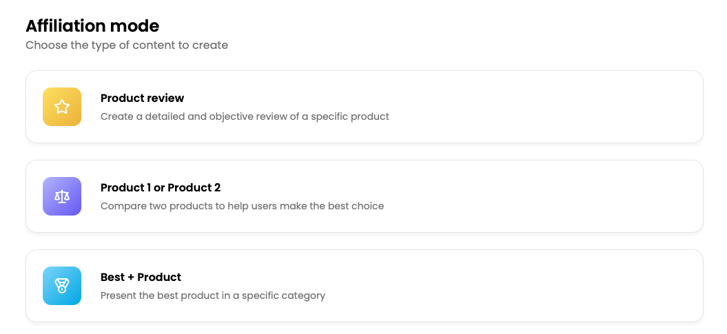 Wisewand affiliation mode for product review content